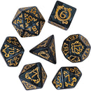 Noir Dragon - 7 Piece Polyhedral Dice Set + Dice Bag