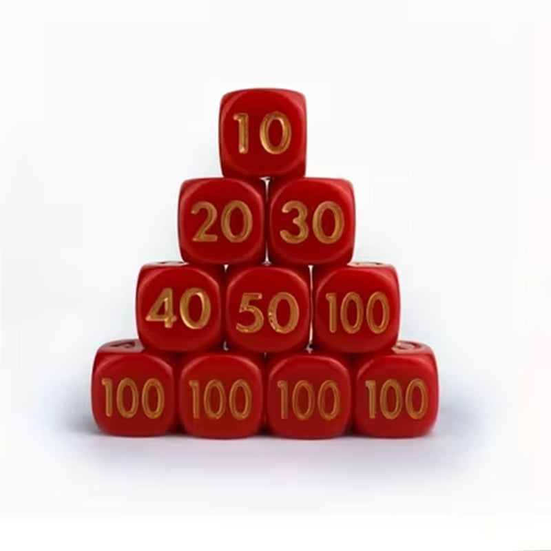 TCG Damage Counter Dice - Red/Gold (set of 10)
