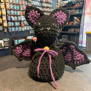 Handmade Crochet Dice Bat - Black and Purple