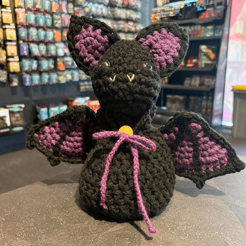 Handmade Crochet Dice Bat - Black and Purple