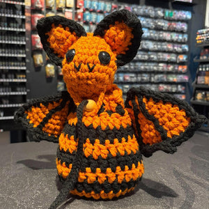 Handmade Crochet Dice Bat - Orange and Black