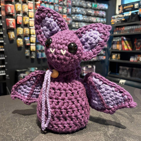 Handmade Crochet Dice Bat - Purple
