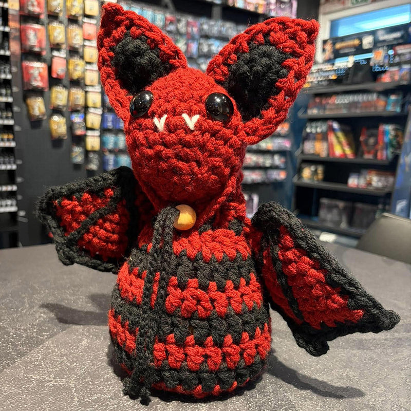 Handmade Crochet Dice Bat - Red and Black