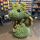 Handmade Crochet Dice Dragon - Dark Green