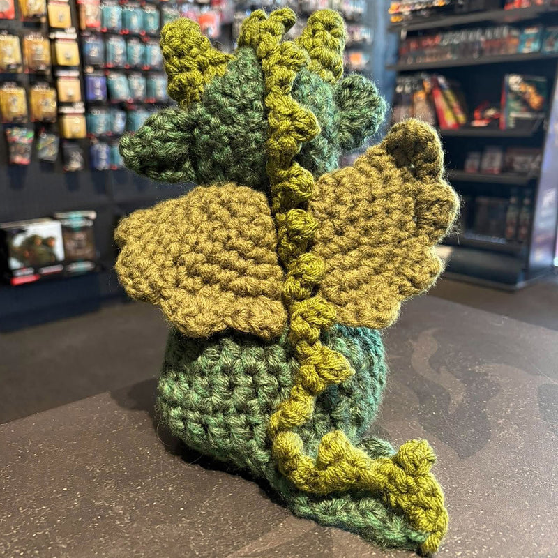 Handmade Crochet Dice Dragon - Dark Green