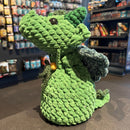 Handmade Crochet Dice Dragon - Forest Green