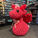 Handmade Crochet Dice Dragon - Hot Pink