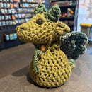 Handmade Crochet Dice Dragon - Olive Green
