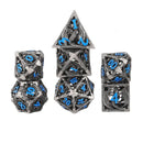 Dragons of Winter Night - 7 Piece Hollow Metal Polyhedral Dice Set & Dice Case