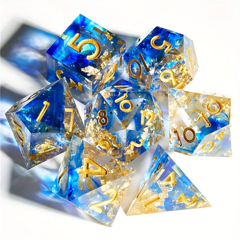 Oceanus - Handcrafted Sharp Edge Dice Set & Dice Case
