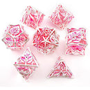 Seasons Whisper - 7 Piece Hollow Metal Polyhedral Dice Set & Dice Case