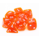 Chessex Lab Dice - Translucent Neon Orange/White 8 Piece Polyhedral Dice Set (CHX 30060)