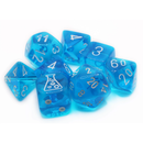 Chessex Lab Dice - Translucent Tropical Blue/White 8 Piece Polyhedral Dice Set (CHX 30063)