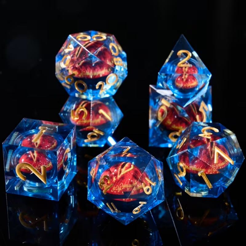 The Eye of Sauron - Handcrafted Sharp Edge Dice Set and Dice Case