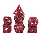 Dragons of Ruby Twilight - 7 Piece Hollow Metal Polyhedral Dice Set & Dice Case