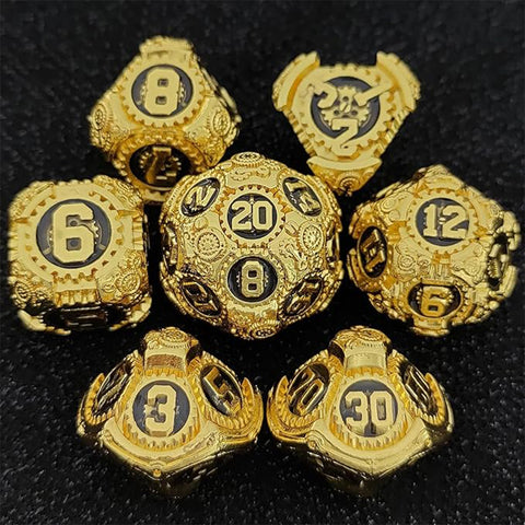 Artificers Mantle - 7 Piece Metal Polyhedral Dice Set & Dice Case