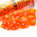 Chessex Lab Dice - Translucent Neon Orange/White 8 Piece Polyhedral Dice Set (CHX 30060)