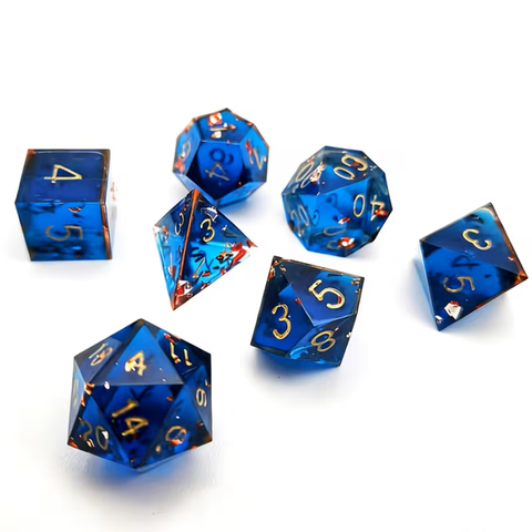 Mirror Mirror - Handcrafted Sharp Edge Dice Set and Dice Case