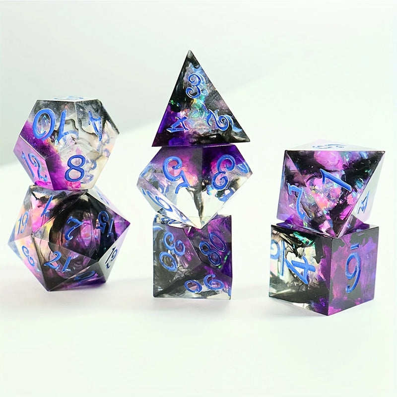 Dark Tide Rising - Handcrafted Sharp Edge Dice Set & Dice Case