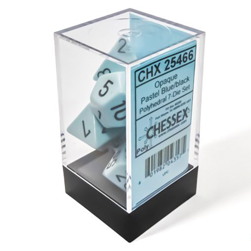 Chessex Opaque Polyhedral Pastel Blue/Black 7 Piece Polyhedral Dice Set (CHX 25466)