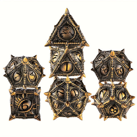 Awakened Wyrm - 7 Piece Metal Polyhedral Dice Set & Dice Case