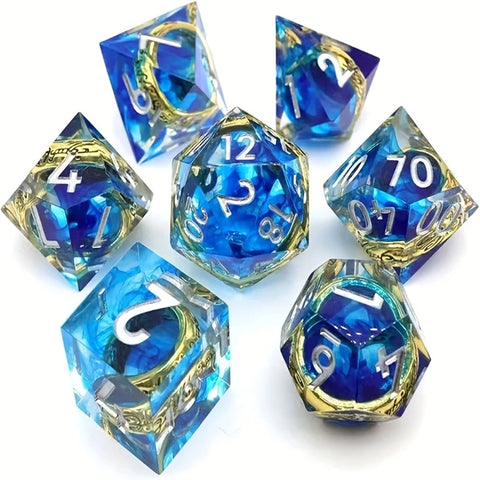 The Rings of Power - Handcrafted Sharp Edge Dice Set & Dice Case