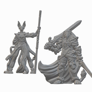 Tabaxi Fighter and Monk | BeaMini Unpainted RPG Miniatures
