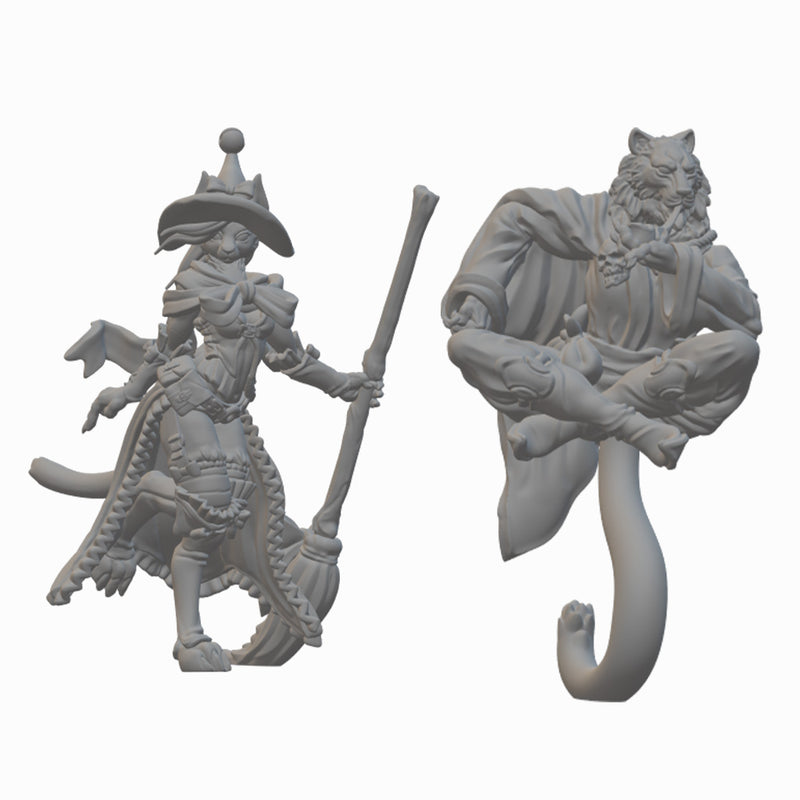 Tabaxi Wizards | BeaMini Unpainted RPG Miniatures