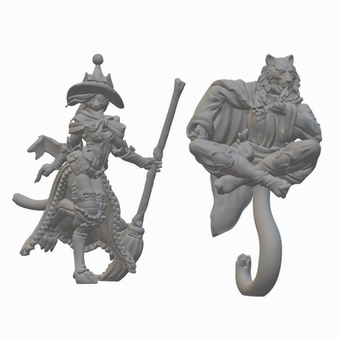 Tabaxi Wizards | BeaMini Unpainted RPG Miniatures