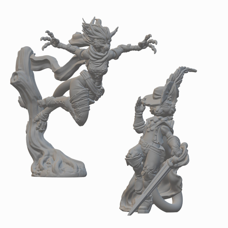Tabaxi Rogues | BeaMini Unpainted RPG Miniatures