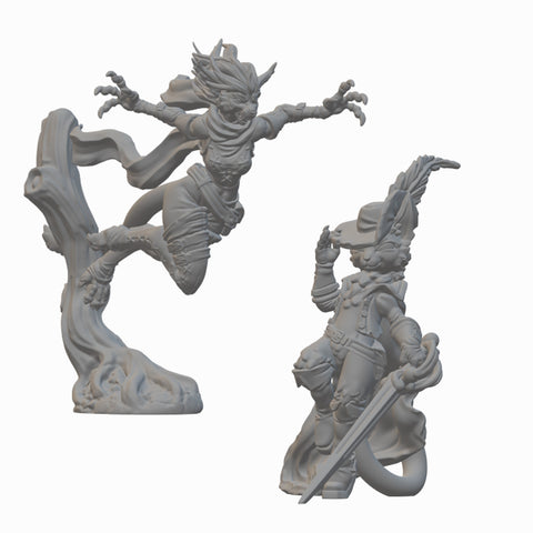 Tabaxi Rogues | BeaMini Unpainted RPG Miniatures