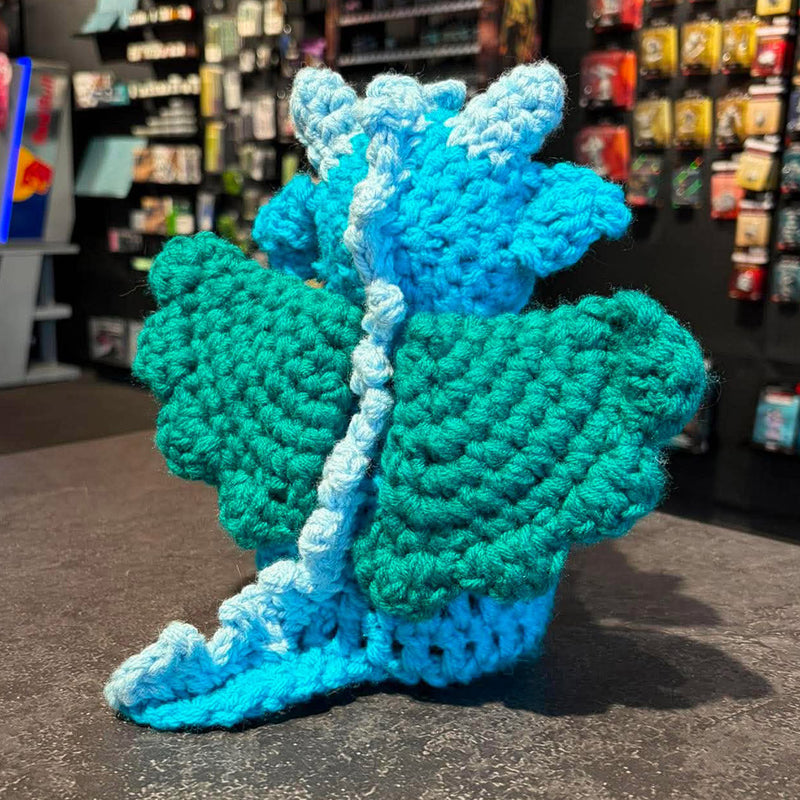 Handmade Crochet Dice Dragon - Blue and Green