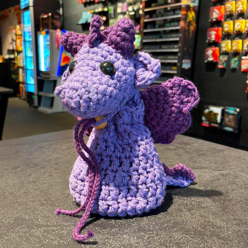 Handmade Crochet Dice Dragon - Light Purple
