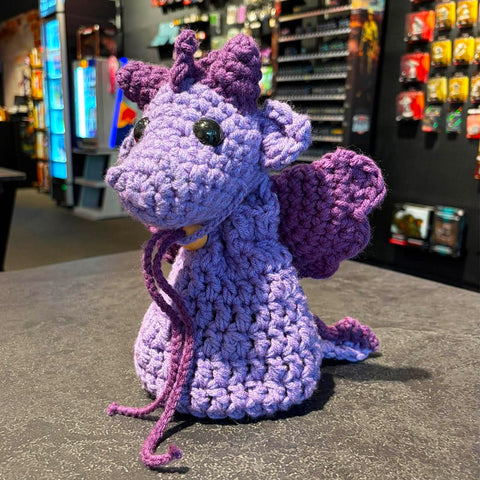 Handmade Crochet Dice Dragon - Light Purple