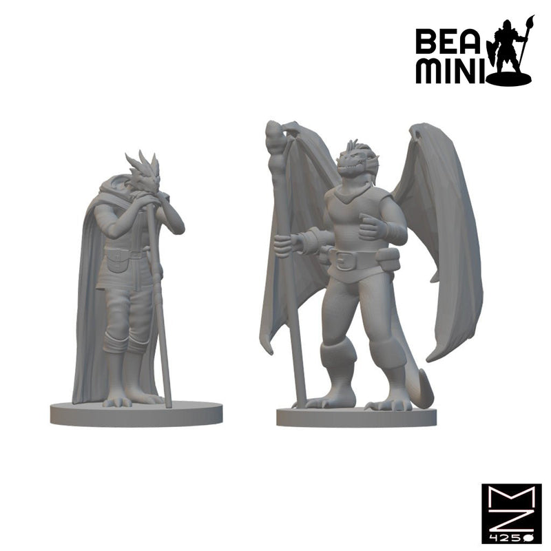 Dragonborn Druids | BeaMini Unpainted RPG Miniatures