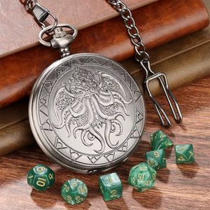 Eldritch Envy - 7 Piece Mini Metal Polyhedral Dice Set & Pocket Watch Style Case