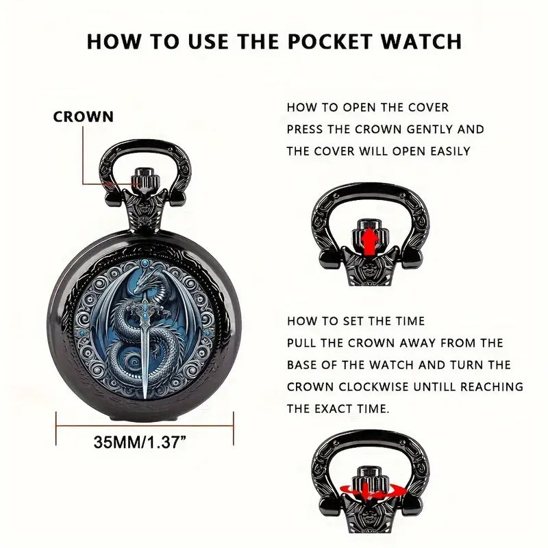 Blue Dragon Pocket Watch