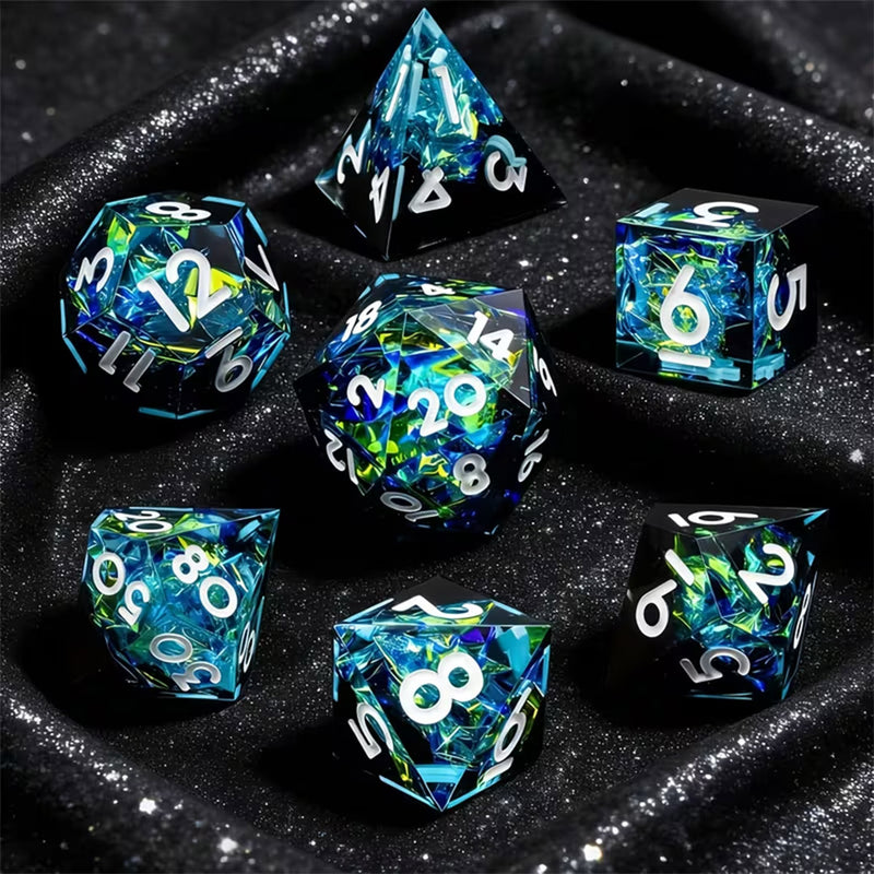 Frozen Moments - Handcrafted Sharp Edge Dice Set & Dice Case