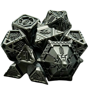 Geobomb - 7 Piece Metal Polyhedral Dice Set & Dice Case