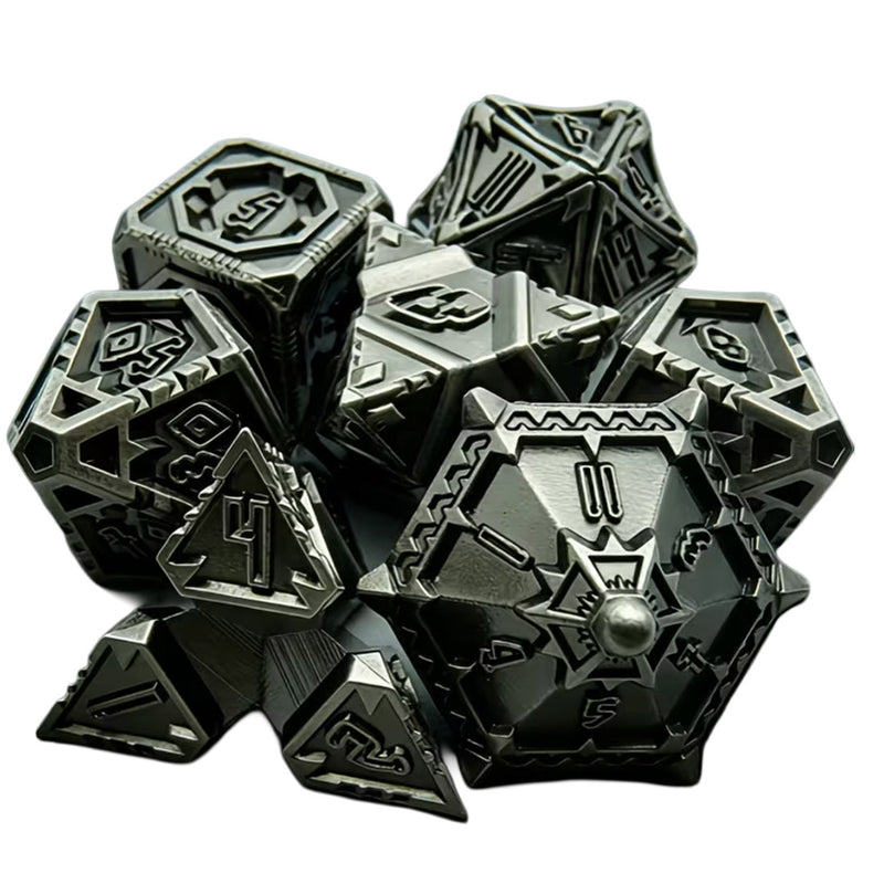 Geobomb - 7 Piece Metal Polyhedral Dice Set & Dice Case