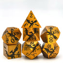 Gildenfire - 7 Piece Metal Polyhedral Dice Set & Dice Case