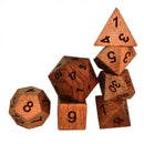 Heartwood - 7 Piece Wooden Polyhedral Dice Set + Dice Case