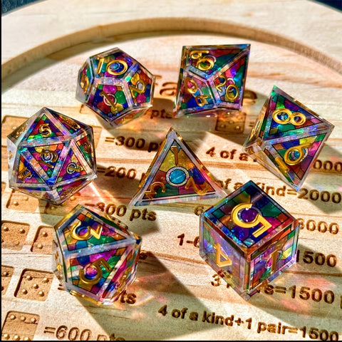Heavenly Vow - Handcrafted Sharp Edge Dice Set & Dice Case