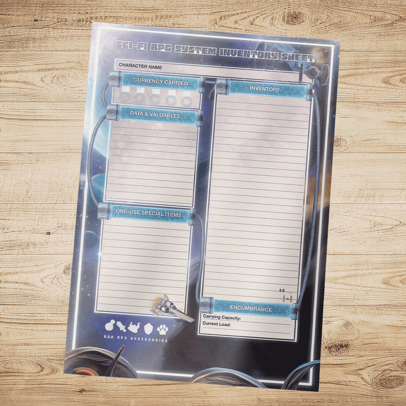 Sci-Fi RPG Inventory Sheet (Fillable & Printable PDF)