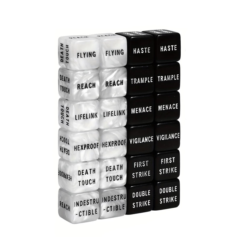 MtG Keyword Counter Dice (pack of 10) - Black & Pearl