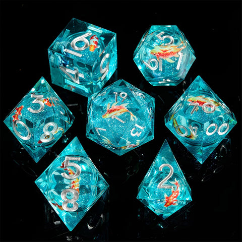 Koi Pond - Sharp Edge Liquid Core Dice