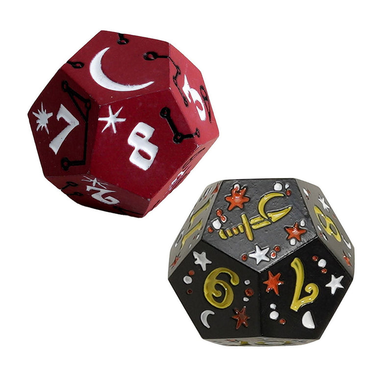 LPG Dual D12 Fate Dice - Mage (Red/White) & Rogue (Black/Yellow)