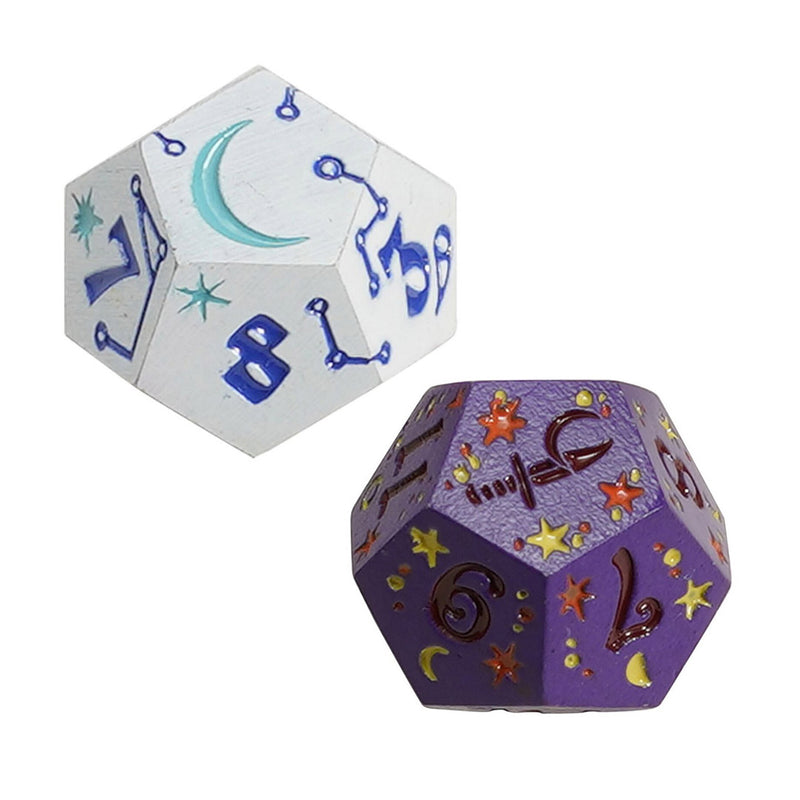 LPG Dual D12 Fate Dice - Mage (White/Blue) & Rogue (Purple/Red)