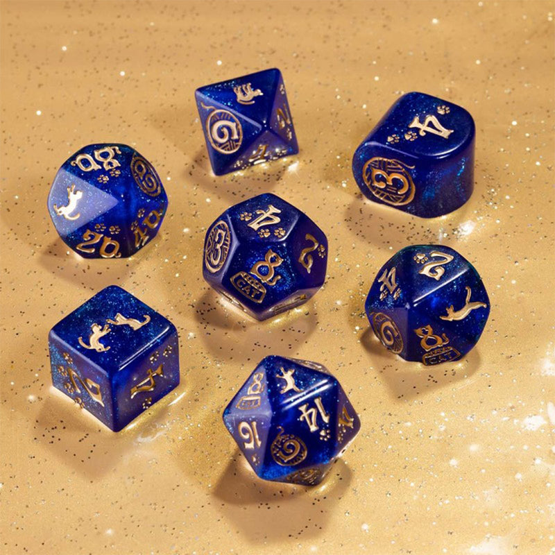 Meowster Cats 7pc Polyhedral Dice Set by Q Workshop