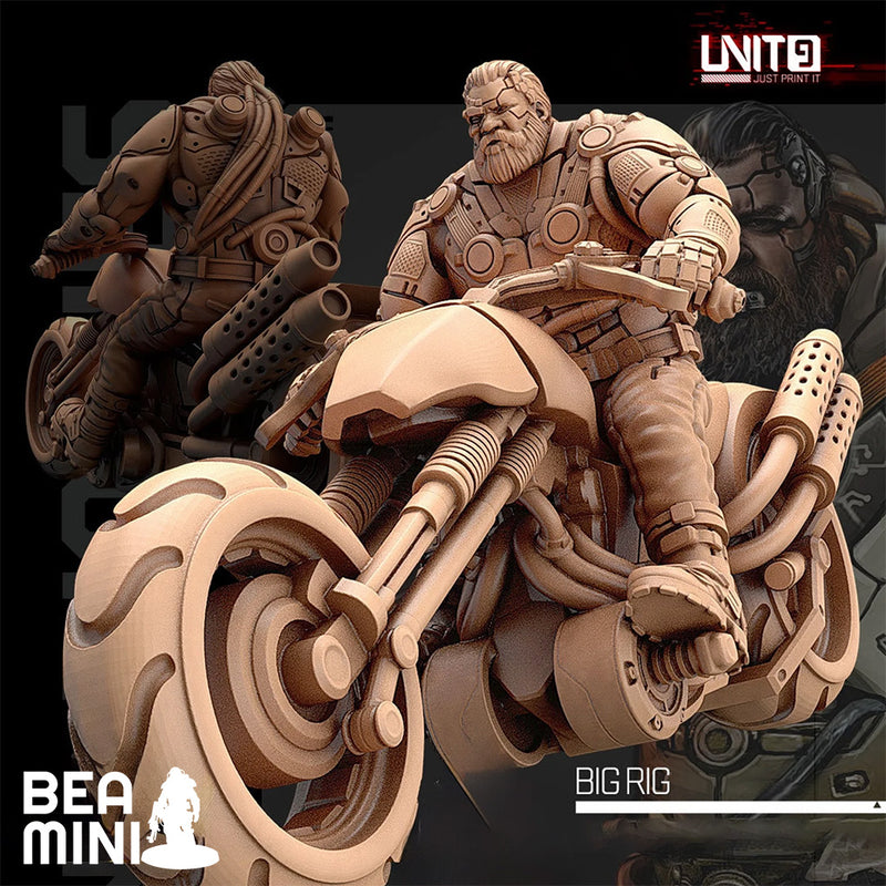 Big Rig on Motorbike | BeaMini Unpainted Sci-fi Miniatures